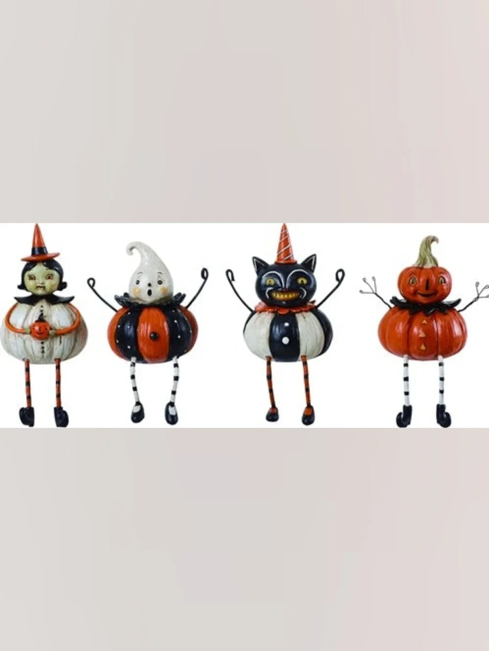 Johanna Parker Halloween Shelf Sitters Set Of 4 Cat Pumpkin Ghost Witch